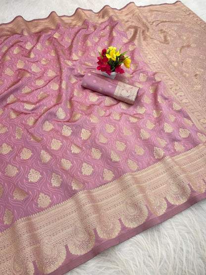 Petrichor Pink Soft Silk Saree With Quintessential Blouse Piece