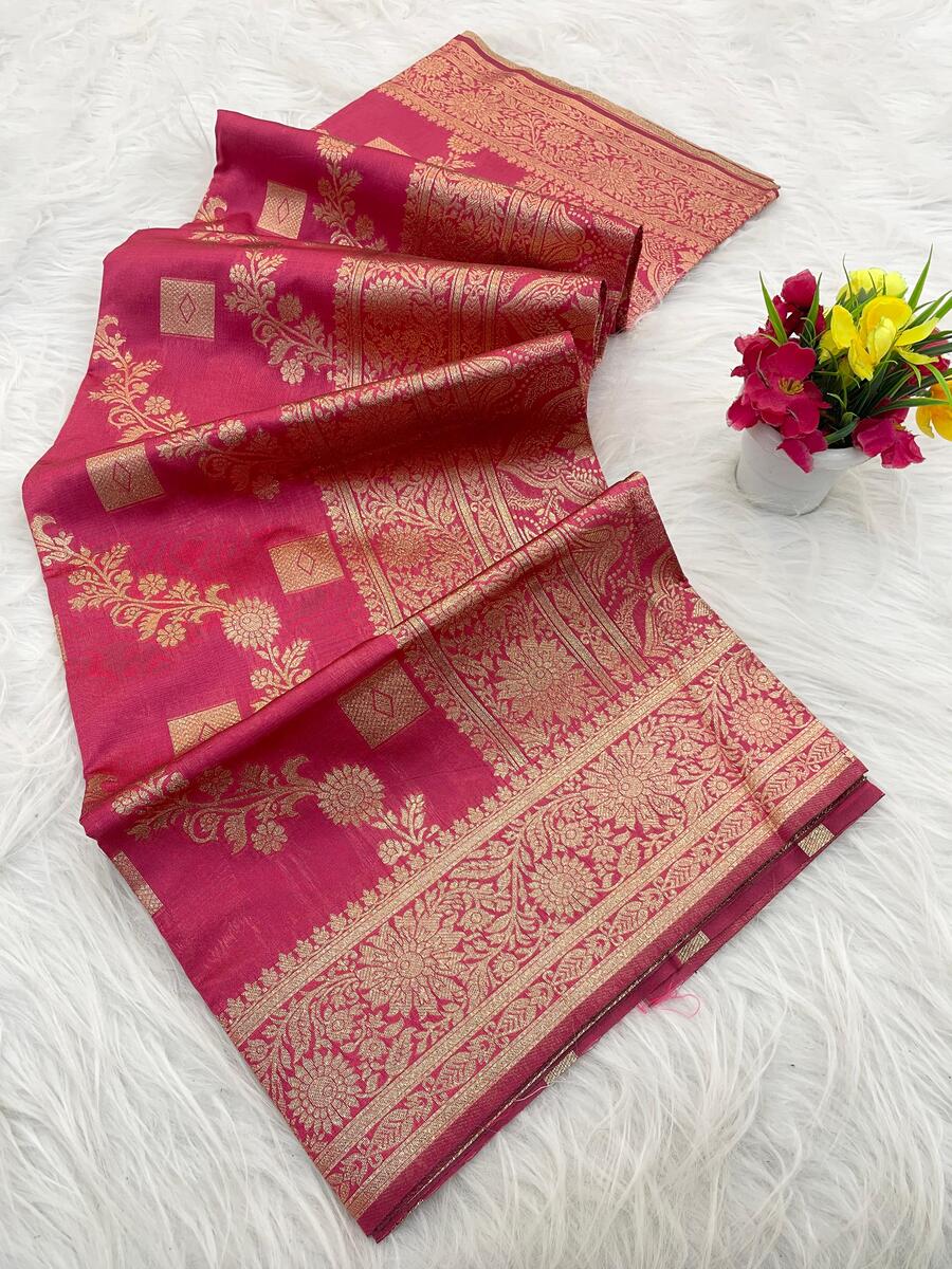 Seraglio Dark Pink Soft Silk Saree With Delectable Blouse Piece