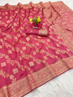 Seraglio Dark Pink Soft Silk Saree With Delectable Blouse Piece