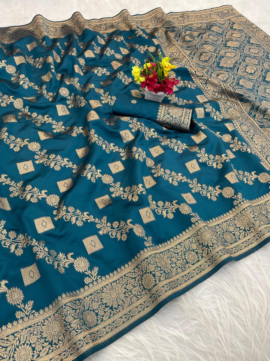 Bucolic Rama Soft Silk Saree With Ethereal Blouse Piece