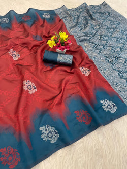 Felicitous Red Soft Silk Saree With Proficient Blouse Piece