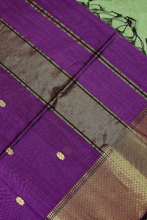 Load image into Gallery viewer, Groovy Purple Cotton Silk Saree With Adoring Blouse Piece
