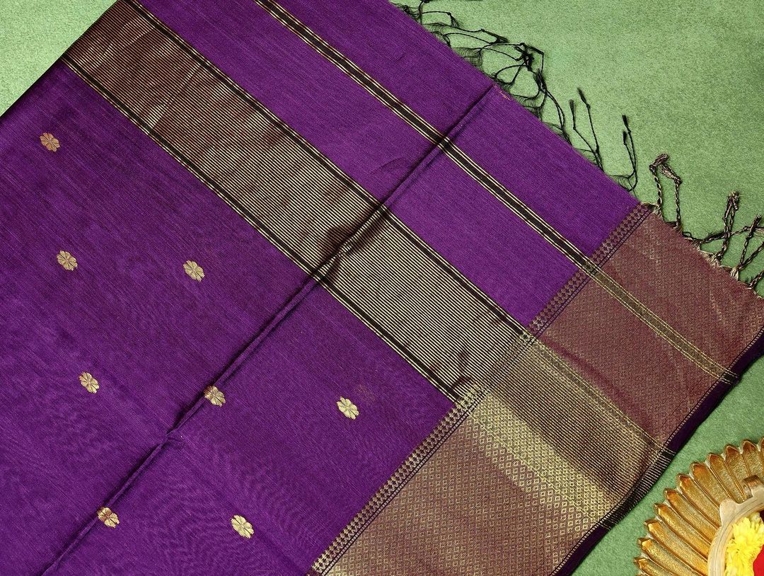 Groovy Purple Cotton Silk Saree With Adoring Blouse Piece