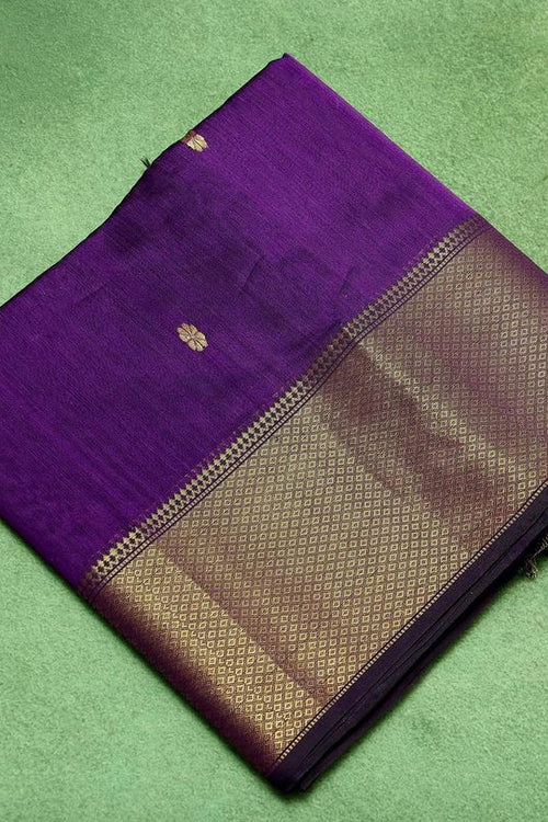 Load image into Gallery viewer, Groovy Purple Cotton Silk Saree With Adoring Blouse Piece
