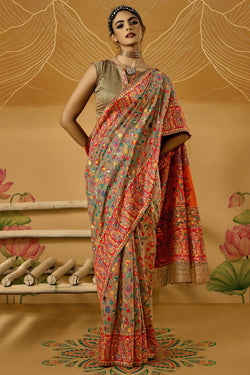 Demanding Grey Pashmina Saree With Magnetic Blouse Piece