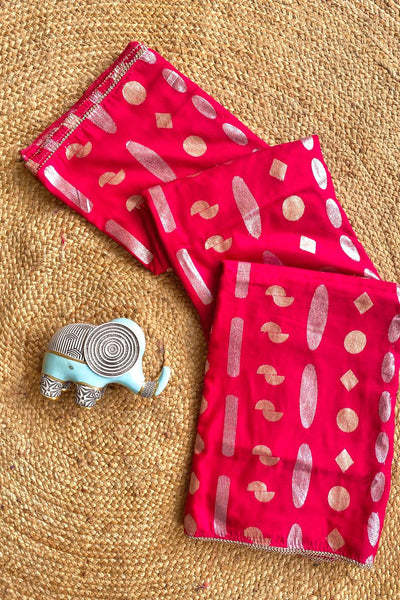 Admirable Dark Pink Banarasi Dola Silk Saree With Lagniappe Blouse Piece