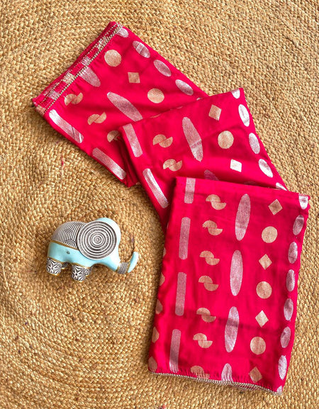 Admirable Dark Pink Banarasi Dola Silk Saree With Lagniappe Blouse Piece