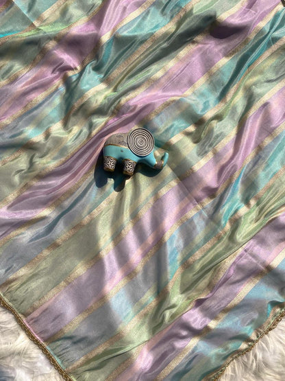 Magnetic Multicolor Soft Banarasi Tissue Silk Saree With Classy Blouse Piece