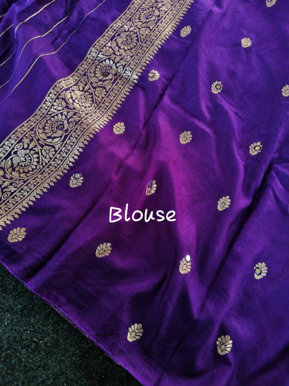 Intricate Purple Embroidery Work Dola Silk Saree With Fairytale Blouse Piece
