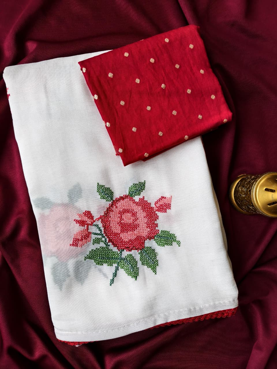 Invaluable Off White Embroidery Work Chiffon Silk Saree With Sempiternal Blouse Piece