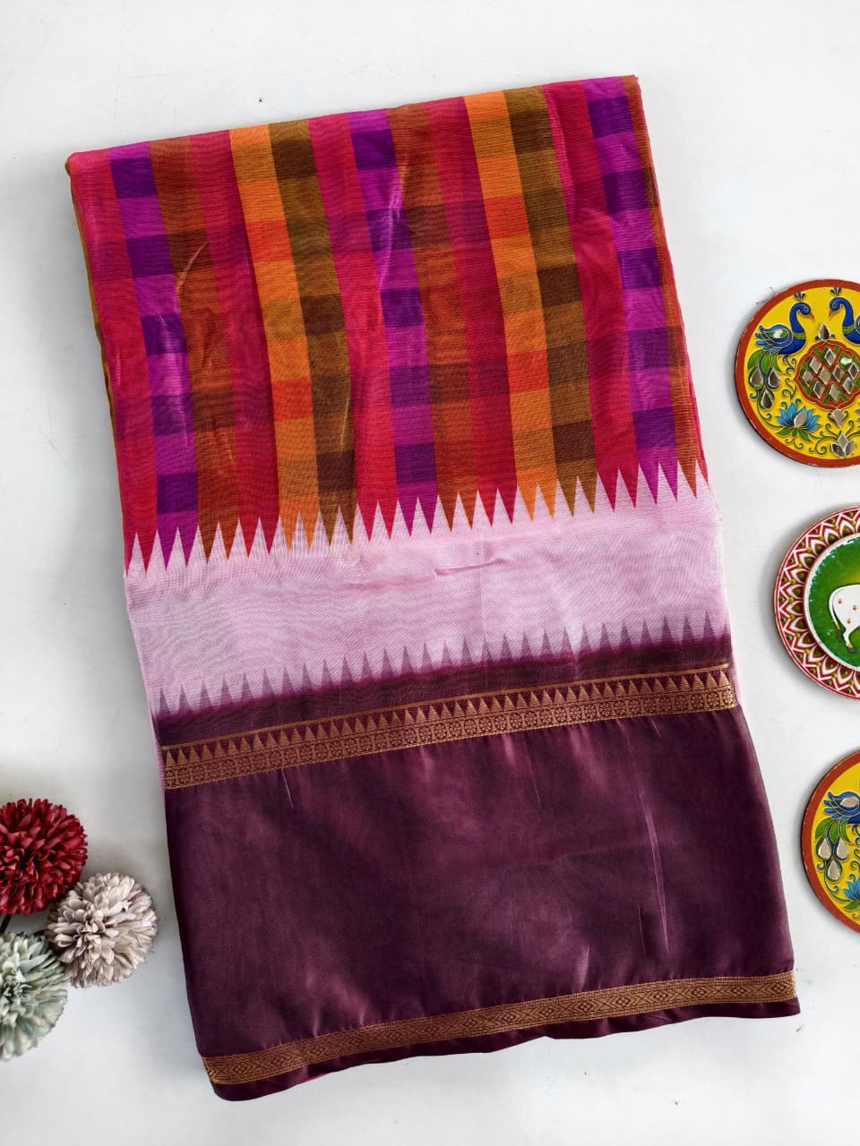 Propinquity Multicolor Printed Soft Kota Silk Saree with Ravishing Blouse Piece