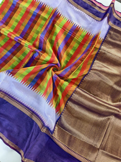 Ethereal Multicolor Printed Soft Kota Silk Saree with Excellent Blouse Piece