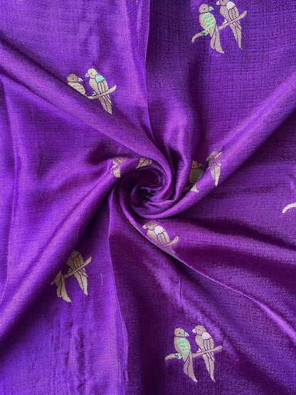 Desuetude Purple Embroidery Work Crush Silk Saree With Classy Blouse Piece