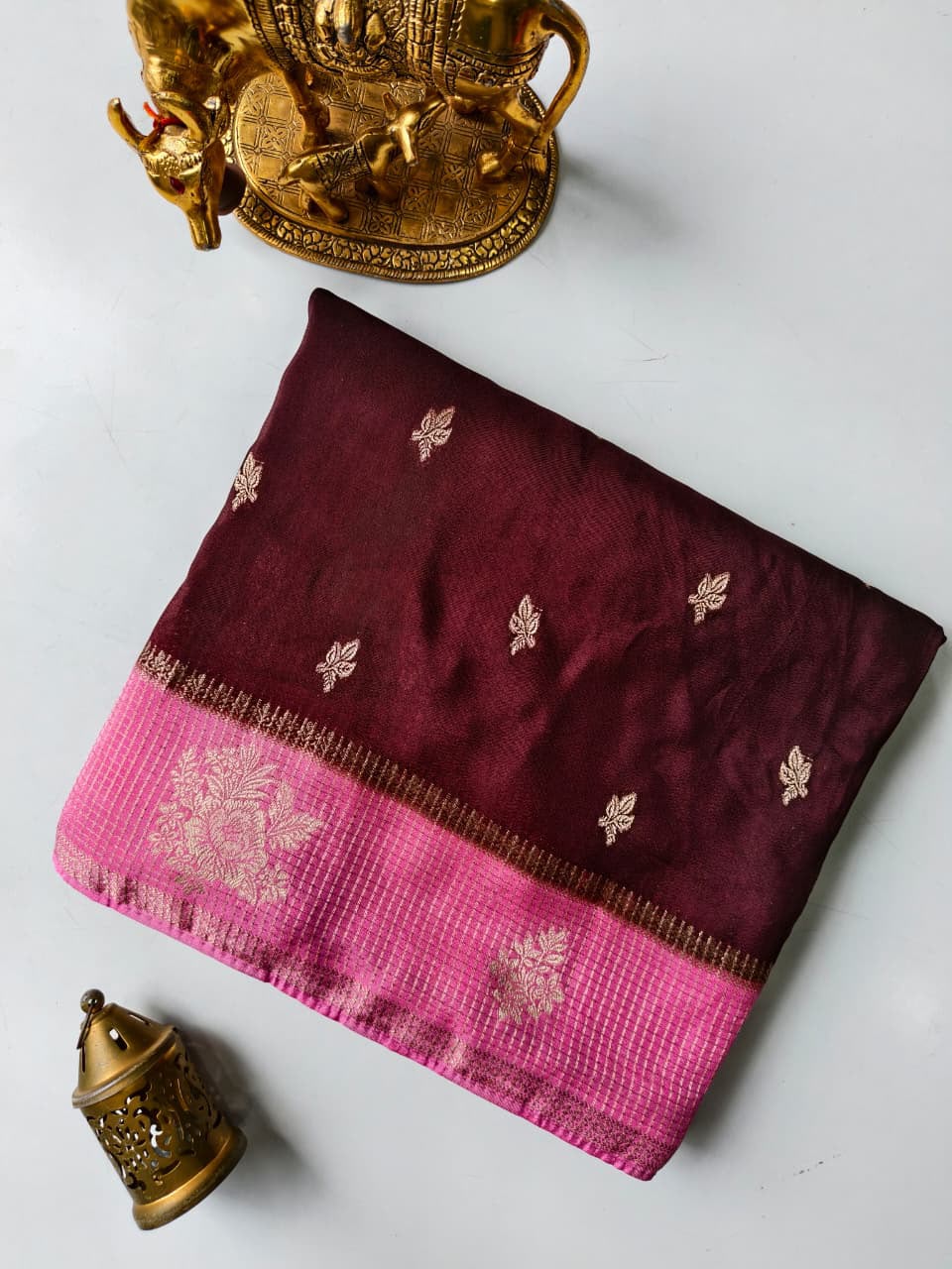 Appealing Wine Pure Viscose Banrasi Silk Saree With Admirable Blouse Piece