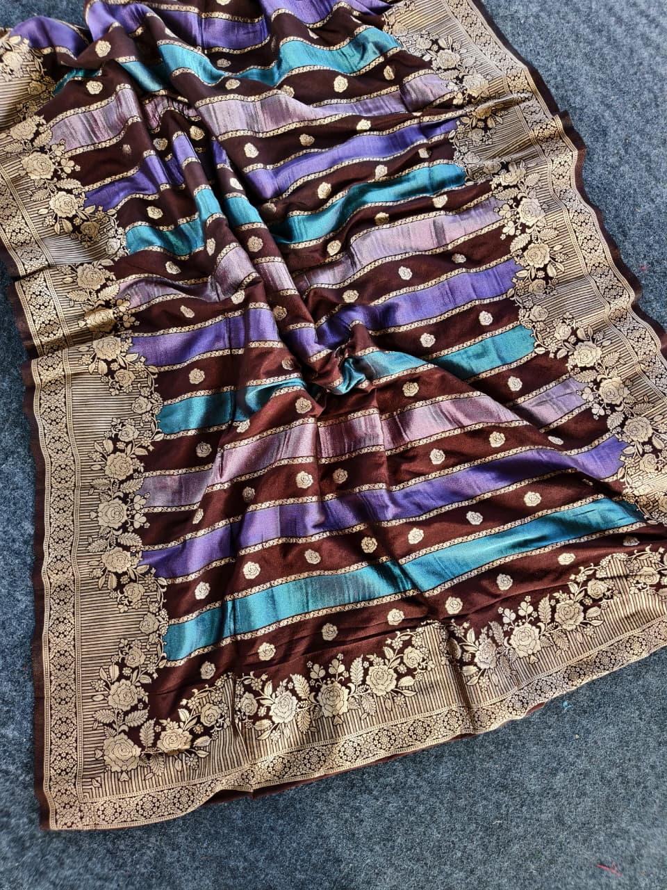 Sonorous Brown Pure Viscose Banrasi Silk Saree With Precious Blouse Piece