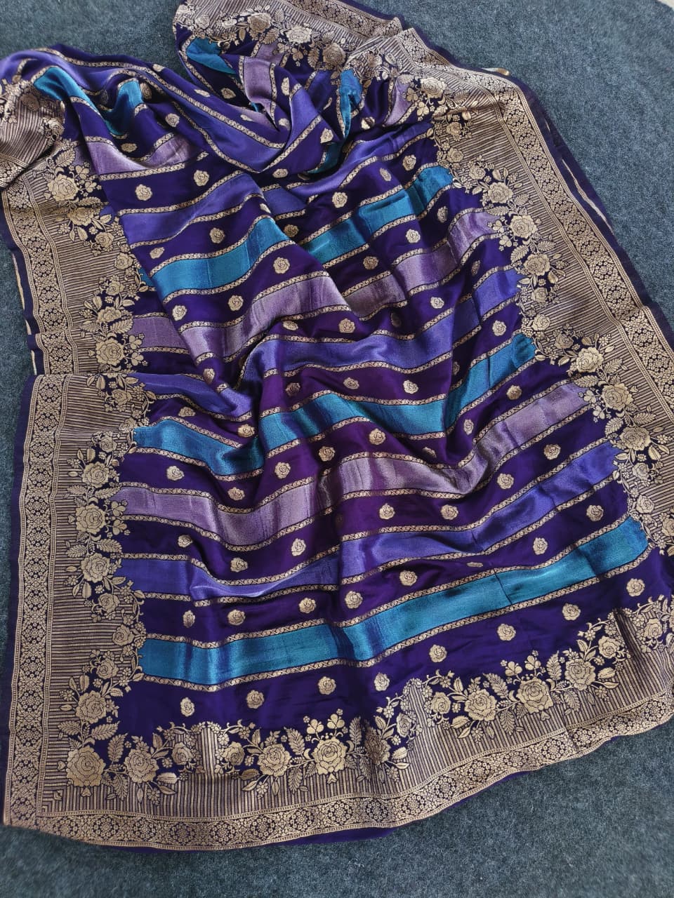 Pleasant Purple Pure Viscose Banrasi Silk Saree With Jazzy Blouse Piece