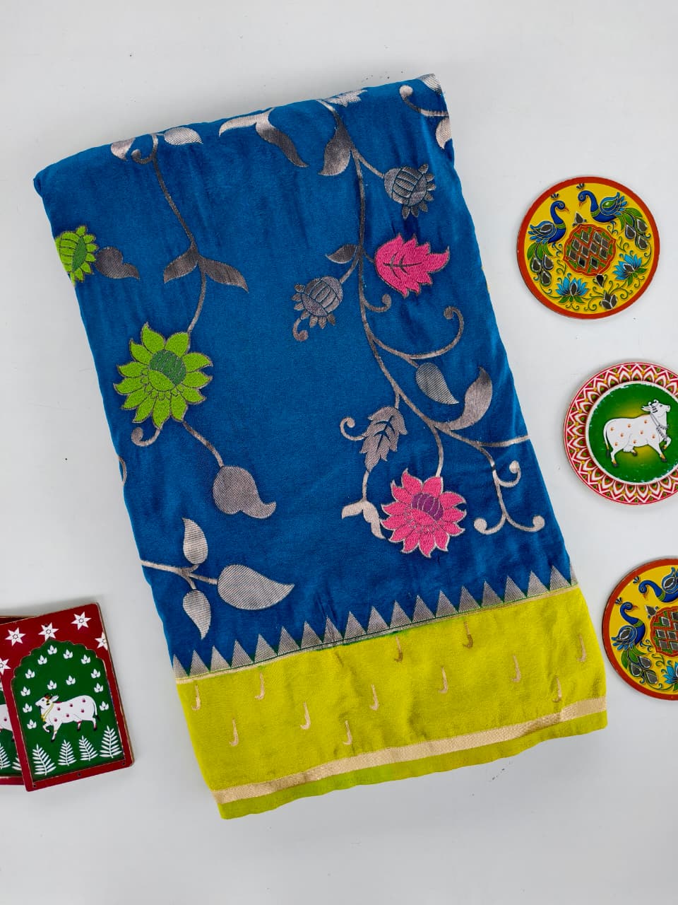 Gratifying Blue Pure Viscose Banarasi Silk Saree With Propinquity Blouse Piece