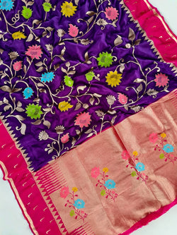 Vibrant Purple Pure Viscose Banarasi Silk Saree With Sophisticated Blouse Piece