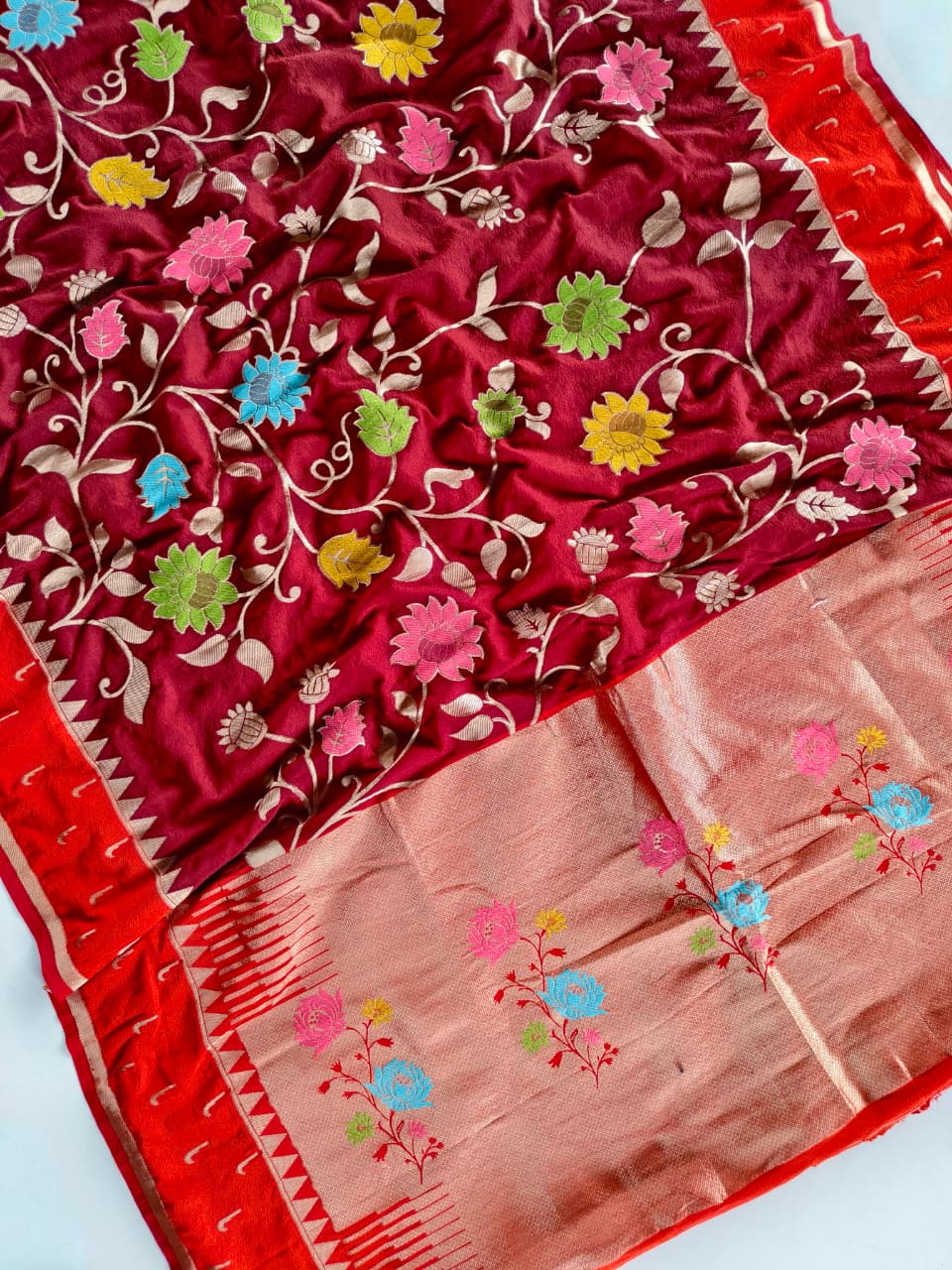 Elegant Wine Pure Viscose Banarasi Silk Saree With Trendy Blouse Piece