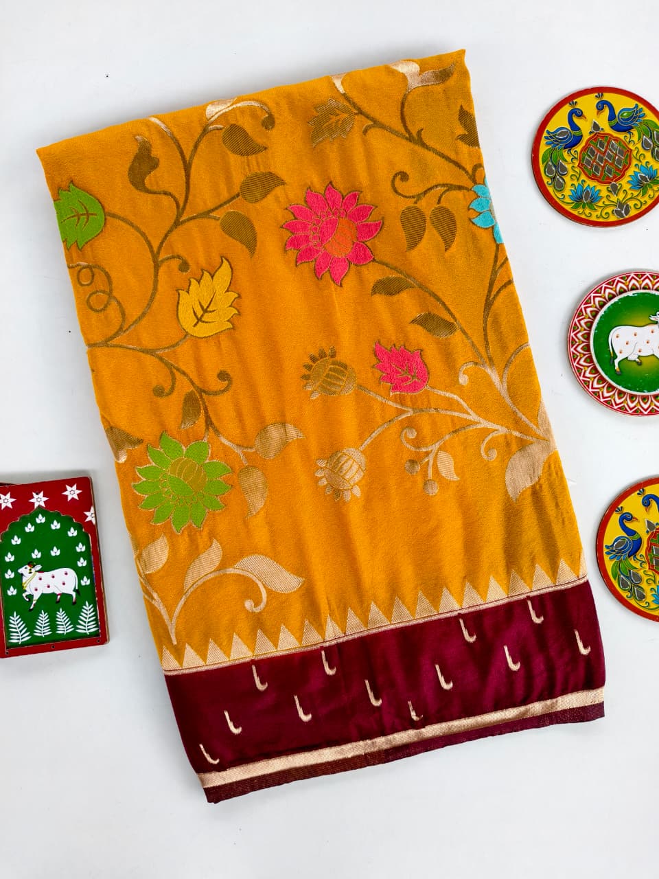 Forbearance Yellow Pure Viscose Banarasi Silk Saree With Intricate Blouse Piece