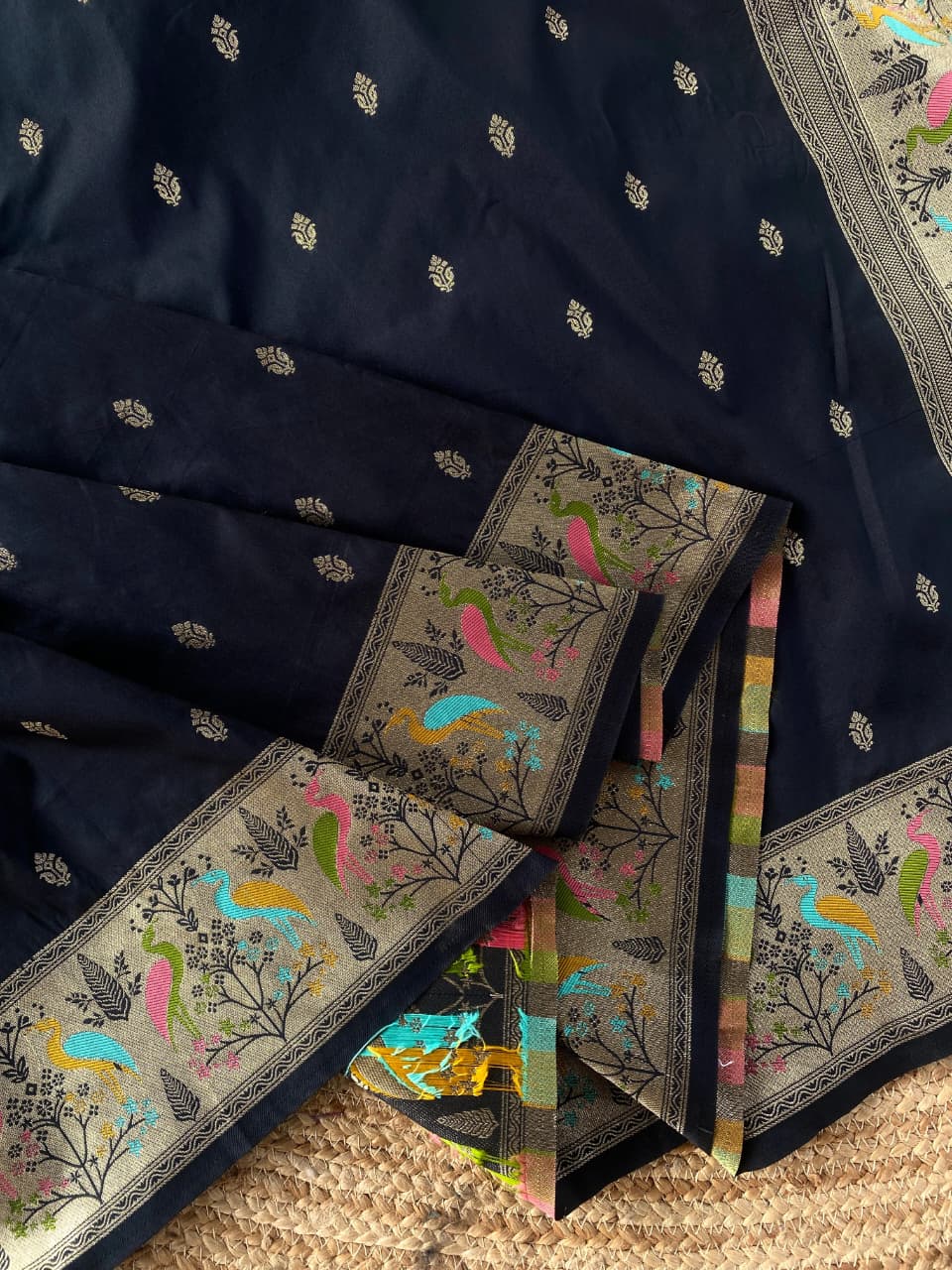 Inimitable Black Soft Banarasi Silk Saree With Assemblage Blouse Piece