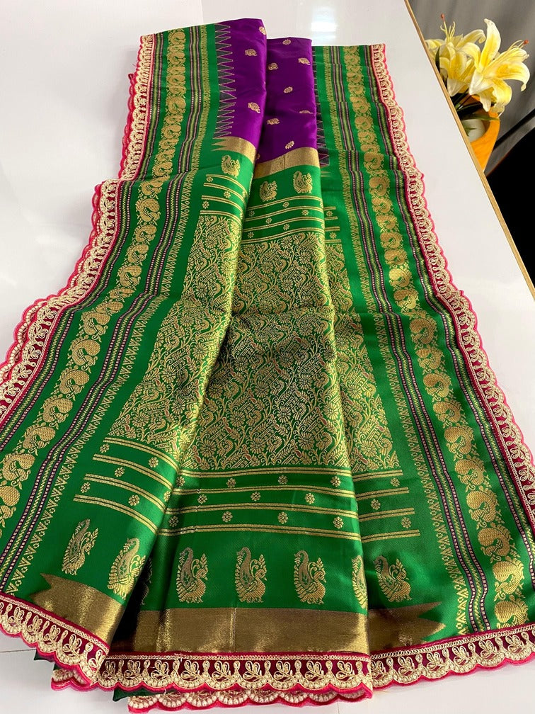 Effulgent Purple Paithani Silk Saree With Resonant Blouse Piece