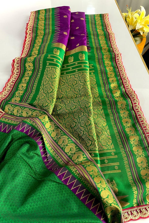 Load image into Gallery viewer, Effulgent Purple Paithani Silk Saree With Resonant Blouse Piece
