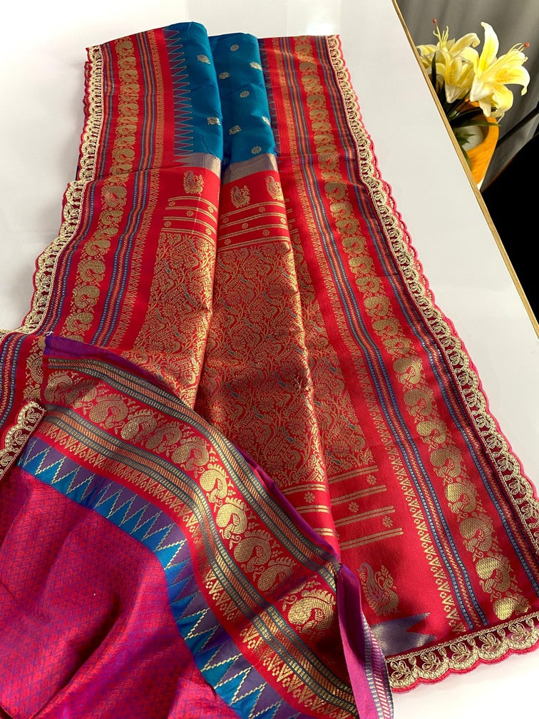 Ravishing Rama Paithani Silk Saree With Cynosure Blouse Piece