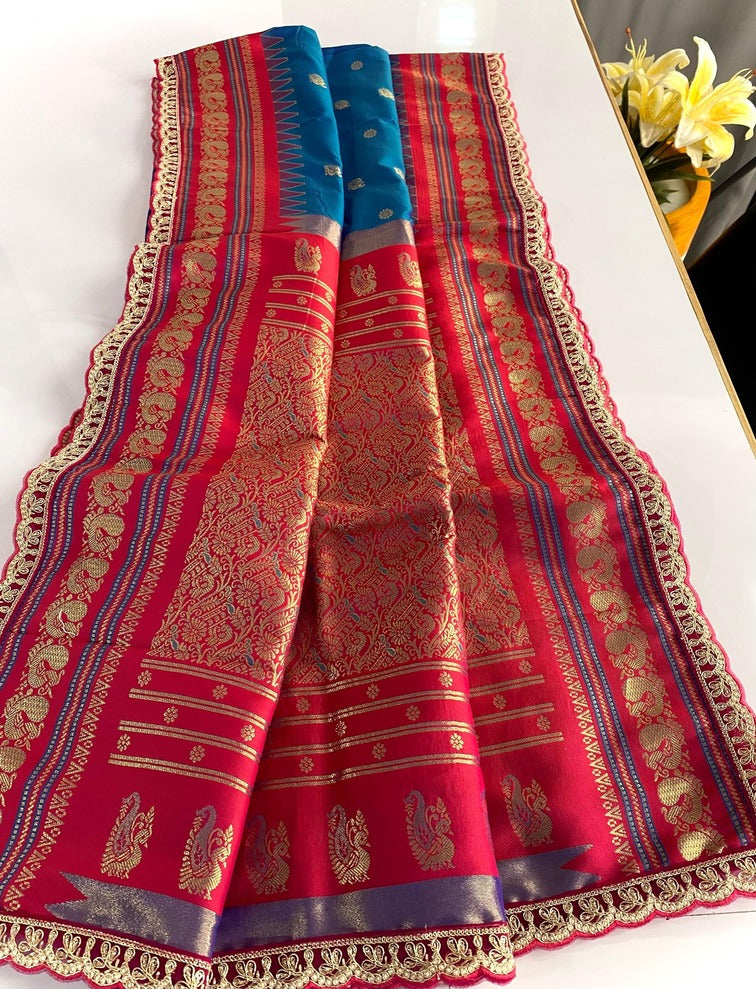 Ravishing Rama Paithani Silk Saree With Cynosure Blouse Piece