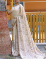 Trendy Beige Embroidery Work Soft Silk Saree With Sophisticated Blouse Piece