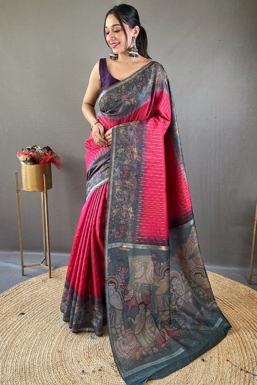 Load image into Gallery viewer, Elegant Dark Pink Digital Printed Saree With Flattering Blouse Piece
