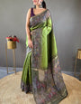 Adoring Green Digital Printed Saree With Embrocation Blouse Piece