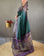 Enchanting Rama Digital Printed Saree With Winsome Blouse Piece