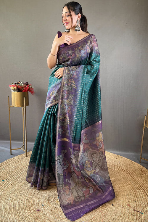 Load image into Gallery viewer, Enchanting Rama Digital Printed Saree With Winsome Blouse Piece
