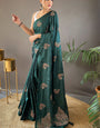 Panache Dark Green Embroidery Work Soft Silk Saree With Jubilant Blouse Piece