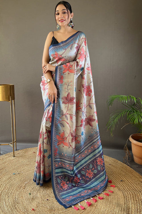 Load image into Gallery viewer, Arresting Beige Digital Printed Soft Silk Saree With Desiring Blouse Piece
