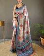 Arresting Beige Digital Printed Soft Silk Saree With Desiring Blouse Piece