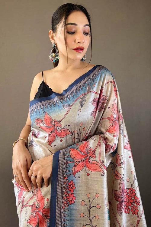 Load image into Gallery viewer, Arresting Beige Digital Printed Soft Silk Saree With Desiring Blouse Piece
