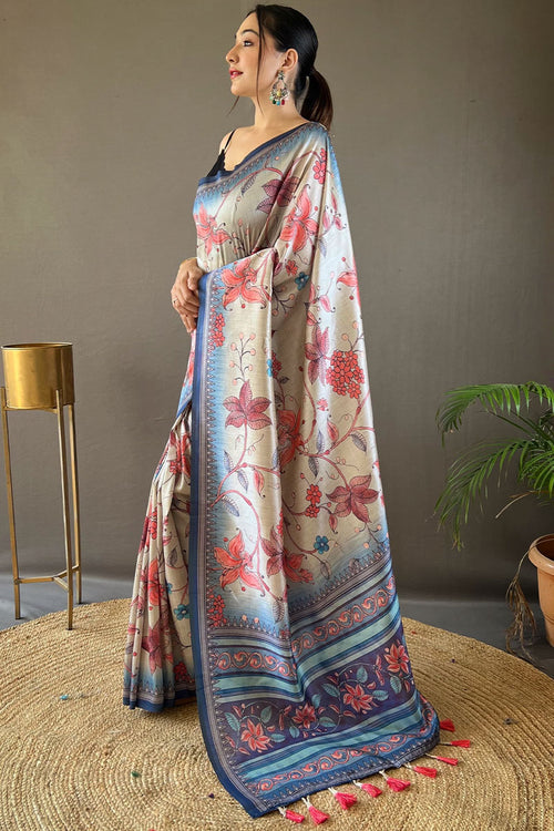 Load image into Gallery viewer, Arresting Beige Digital Printed Soft Silk Saree With Desiring Blouse Piece
