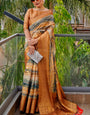 Quintessential Brown Digital Printed Organza Silk Saree With Lassitude Blouse Piece