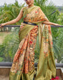 Evanescent Peach Digital Printed Organza Silk Saree With Nemesis Blouse Piece