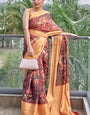 Amiable Wine Digital Printed Organza Silk Saree With Imaginative Blouse Piece