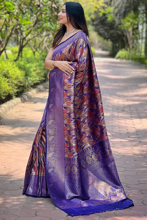 Load image into Gallery viewer, Lovely Blue Kanjivaram Silk Saree With Attractive Blouse Piece
