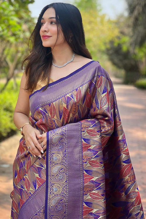 Load image into Gallery viewer, Lovely Blue Kanjivaram Silk Saree With Attractive Blouse Piece
