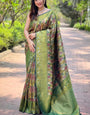 Invaluable Green Kanjivaram Silk Saree With Intricate Blouse Piece