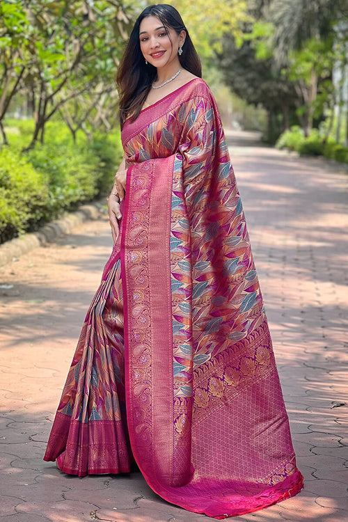 Load image into Gallery viewer, Jazzy Purple Kanjivaram Silk Saree With Breathtaking Blouse Piece
