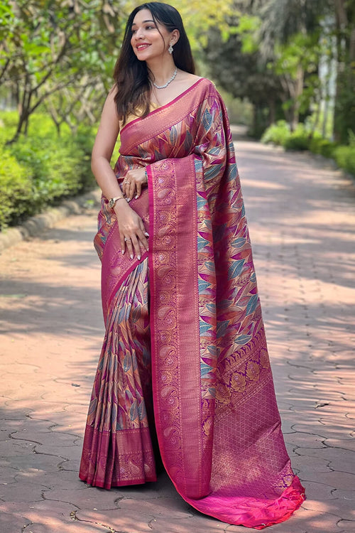 Load image into Gallery viewer, Jazzy Purple Kanjivaram Silk Saree With Breathtaking Blouse Piece
