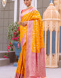 Radiant Yellow Soft Banarasi Silk Saree With Delightful Blouse Piece