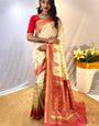 Precious Beige Soft Banarasi Silk Saree With Elegant Blouse Piece