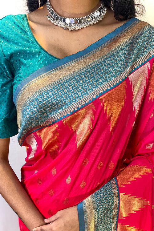 Load image into Gallery viewer, Precious Dark Pink Soft Banarasi Silk Saree With Elegant Blouse Piece
